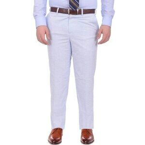 Emigre Seersucker Dress Pants Size L50/44 Striped Cotton White Blue Nautical